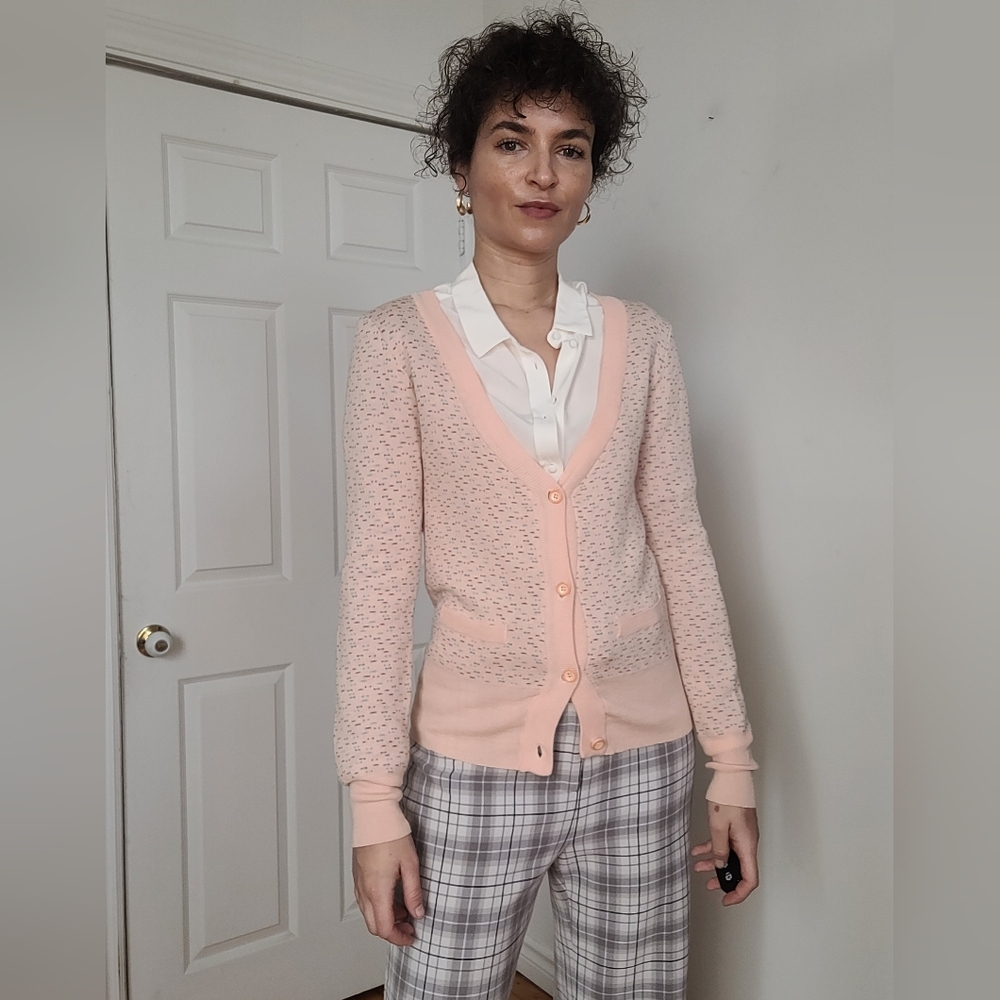 Sessùn Women's Cotton And Silk Pink Fitted Cardigan Sweater